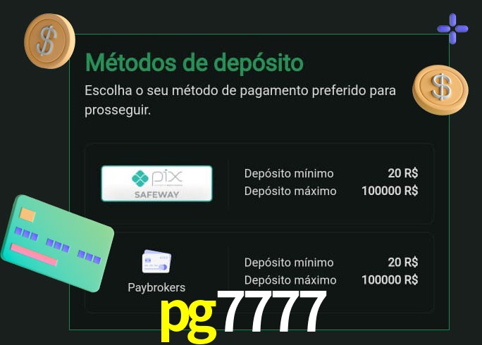 O cassino pg7777 oferece uma grande variedade de métodos de pagamento